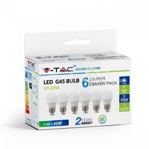 LED Bulb 5.5W E27 G45 2700K 6pcs/Pack
