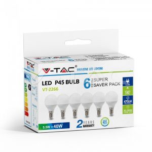 LED Bulb 5.5W E14 P45 4000K 6pcs/Pack
