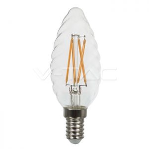 LED Bulb SAMSUNG Chip Filament 4W E14 Candle Twist Clear Cover 2700K