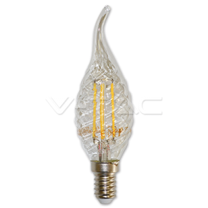 LED Bulb 4W Filament Patent E14 Twist Candle Flame Warm White