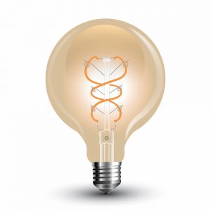 LED Bulb 5W Filament E27 G95 Gold Glass Curve Shape Warm White