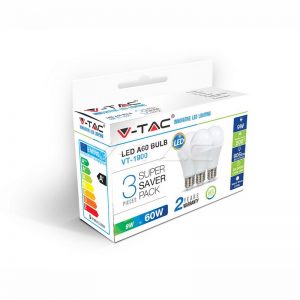 LED Bulb 9W E27 A60 Thermoplastic Warm White 3pcs/Pack