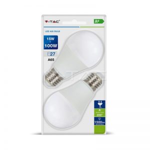 LED Bulb 15W E27 A60 Thermoplastic Natural White 2pcs/Blister Pack