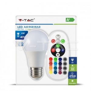 LED Bulb 6W E27 A60 RGB Remote Control Warm White Blister Pack