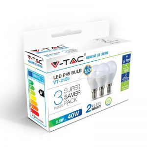 LED Bulb 5.5W E14 P45 Natural White 3pcs/Pack