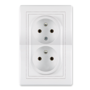 6045.00 Prikljucnica dvopolna PRESTIGE dupla NF standard, bela