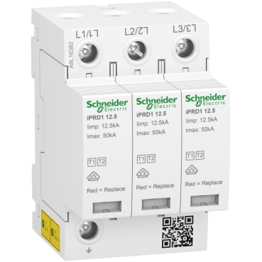 iPRD1 12.5r: izvlačivi odvodnik prenapona, 3P, Iimp=12.5kA L/N, 50kA N/PE (10/350µs), In=20kA, Imax=50kA (8/20µs), sa pomocnim kontaktom za signalizaciju, tip 1+ 2, za TNC sistem