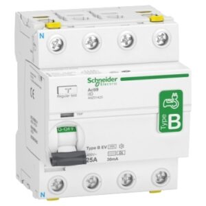 Acti9 iID: diferencijalna zastitna sklopka, tip B-EV, za punjace za vozila na elektricni pogon, 4P, 25A 30mA