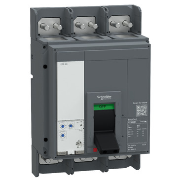 Kompaktni prekidac CVS1000F, elektronska zastitna jedinica ETS 2.0, 1000A, 3P, 440V AC, 50/60Hz, Icu=36kA: Ics=100%Icu, pomoćni kontakt 1NO/NC