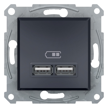 ASFORA USB PUNJAČ DVOSTR. 2,1A ANTRACIT