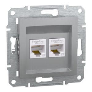 ASFORA: komunikaciona uticnica, 2xRJ45, kat. 5e UTP, bez okvira, aluminijum