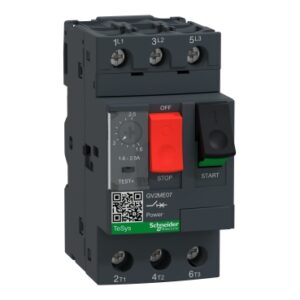 TeSys GV2ME: Motorni zastitni prekidac, termo-magnetni, 3P na zavrtanj, komanda tasterima (P=0.75kW: Ir=1.6-2.5A: Im=33.5A: Icu>100kA: Ics=100%Icu)