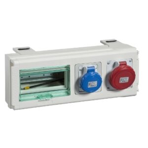 Canalis KS: otcepna kutija 32A sa dve industrijske uticnice, 3P+N+P 16A, 1P+N+P 16A i 8 modula, IP55