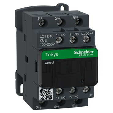 TeSis D Green: kontaktor 3P, 18A (AC-3), 32A (AC-1), 100-250V AC/DC, 1NO+1NC