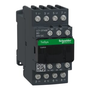 TeSys D: kontaktor, 4P, 40A (AC-1), kal. 24V DC, prigusni modul, 1NO+1NC, priključak papučicama