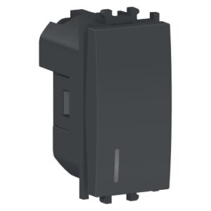 EasyStyl: prekidac obican 1M, 16A, osvetljen, plava LED sijalica, 250V, crna