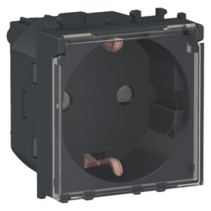 EasyStyl: 2M uticnica 2P+E 16A, 250V, sa zastitom od slucajnog dodira, sa IP20 poklopcem, Nem.std., crna