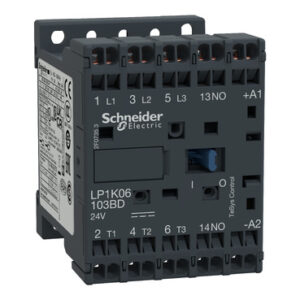 TeSys K: energetski kontaktor, 3P na oprugu, 9A (AC-3), 20A (AC-1), kal. 24V DC, 1NO