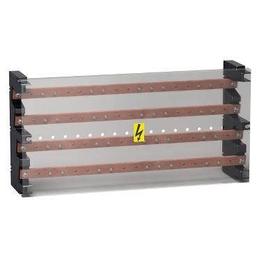 Linergy BS: distributivni blok 400A, 4p, Cu sine 32x5mm, 13 izvoda po fazi (13xM6), 4 rupe fi 12.2mm za dovod, izolaciona maska