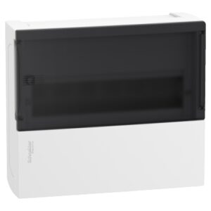 Mini Pragma: razvodna kutija, površinska montaža, 2 sabirnice, 1x12 stubovi, zatamnjena vrata, IP40