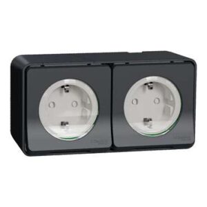 Mureva Styl: dvostruka uticnica 2P+E, 16A-250V, nadgradna, Nem.std., IP55, antracit