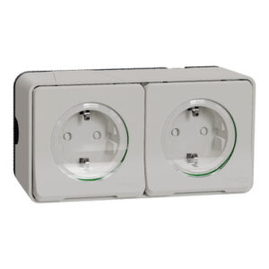 Mureva Styl: dvostruka uticnica 2P+E, 16A-250V, nadgradna, Nem.std., IP55, bela