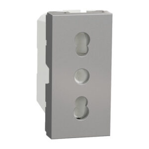 Unica N: 1M uticnica 2P+E, 16A, sa zastitom od slucajnog dodira, Ital. std., boja aluminijum