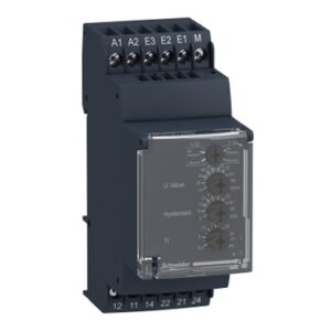 Zelio Kontrola: multifunkcionalni modularni AC ili DC relej za kontrolu napona, podnapon ili prenapon, kontrola napona u opsegu U=15-600V AC/DC, napajanje 24...240V AC/DC, vremensko kašnjenje 0,3...30s, 2C/O, 5A