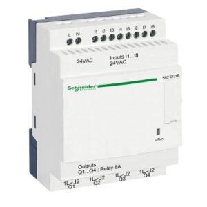 ZELIO: programabilni relej, 8 digitalnih ulaza, 4 relejna izlaza, napajanje 24V AC, bez displeja, sa satom