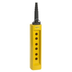Harmony XACB: Viseće kućište, za direktnu komandu, armirani poliester, žuto, sest otvora, zaštitni uvodnik Ø10...22mm, IP65