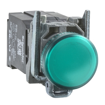 Harmony 4: Metalna lampica sa integrisanim transformatorom 110...120V/6V, fi 22, kruzna, sa Ba9s sijalicom, zelena, IP 66