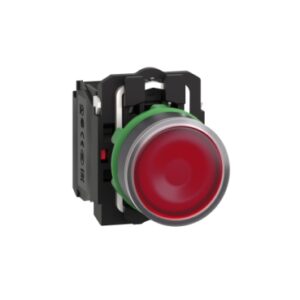 Harmony 5: Taster svetleći fi 22, plastični, LED 230...240V AC, okrugli, sa povratkom, ravan, crveni, 1NO+1NC, IP 66