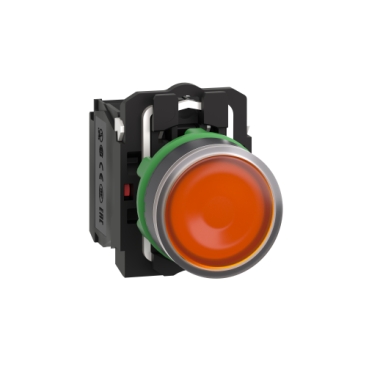 Harmony 5: Taster svetleci fi 22, plasticni, LED 48...120V AC, okrugli, sa povratkom, ravan, zuti, 1NO+1NC, IP 66