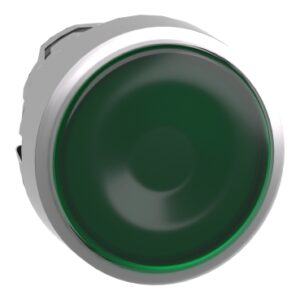 Harmony 4: glava svetleceg tastera fi 22, metalna, za integrisanu LED, kružna, sa povratkom, ravna, zelena, IP 66