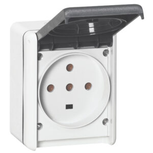 PLEXO N: uticnica 3P+N+E, 32A, 400V, nadgradna, IP 55, vijcani prikljucak, uvodnica 091915 fi 25, siva