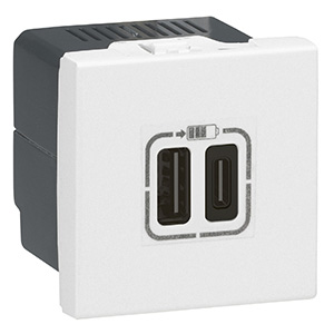 Mosaic: 2xUSB A+C punjac, izlazna struja 3000mA, 2M, bela