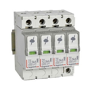 SPD: izvlacivi odvodnik prenapona, 4P, Iimp=12.5kA L/N, 50kA N/PE (10/350µs), In=25kA, Imax=60kA (8/20µs), tip 1+2