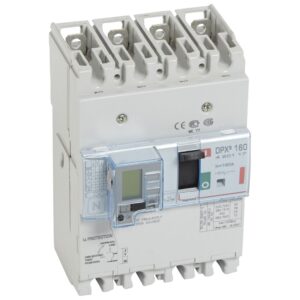 DPX3: kompakt prekidac 160A, 4P, F, FC, In=160A, Un=380/415V (Icu=36kA, Ics=100%Icu), termomagnetna zastitna jedinica (In=160A, Ir=0.8-1In, Im=10In), sa modulom diferencijalne zastite sa LCD (podešavanje osetljivosti: 0.03-0.3-1-3–3A, podešavanje vremena kašnjenja: 0-0.3-1-3s)