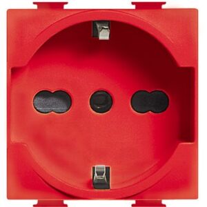 MATIX: 2M uticnica 2P+E 10/16A, 250V, Nem. i Ital.std., crvena