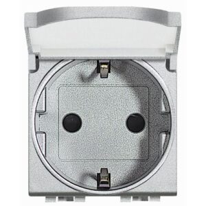 Living Svetlo: 2M utičnica sa poklopcem, 2P+E 16A, 250V, nemačka std., aluminijum