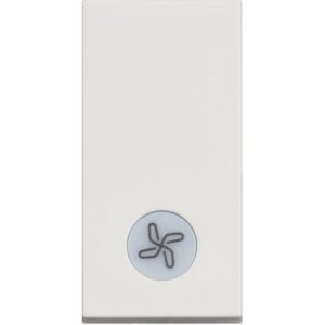Classia: prekidac obican 1M, 10A, osvetljen, simbol ventilatora, sa led sijalicom 230V, bela